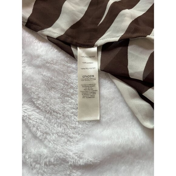 Chico's Womens Zebra Print Sleeveless Button Down Tunic Shirt Dress Size 1 Brown - Picture 10 of 12